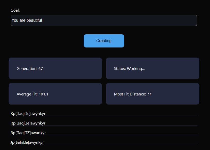 An image of the basic genetic user interface